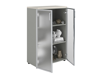 Qarderob NW 1280/2G şüşəli ağ ağac/boz