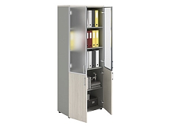 Dolab NW 2080/2G şüşəli ağ ağac/boz
